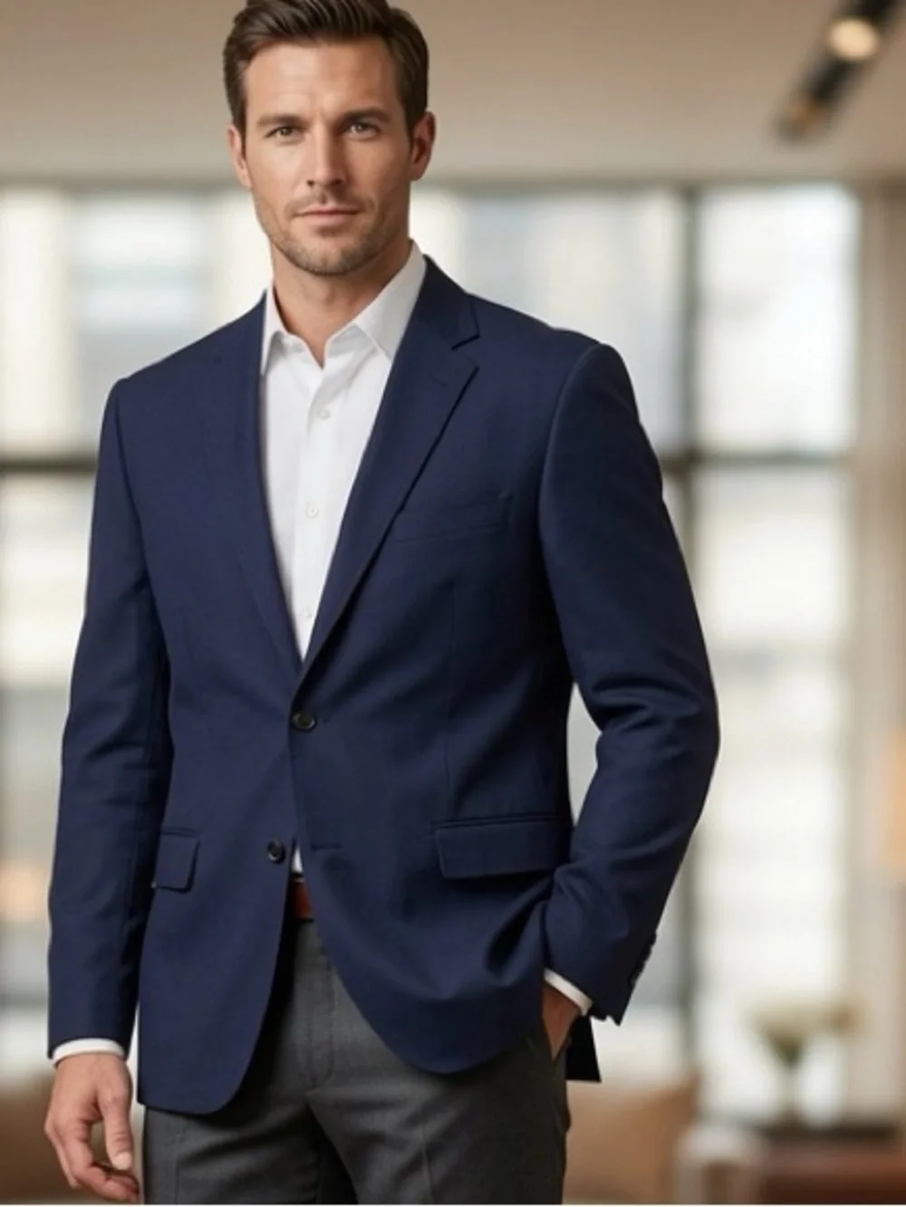 Saddlebred Navy Blue Two-Button Sport Coat